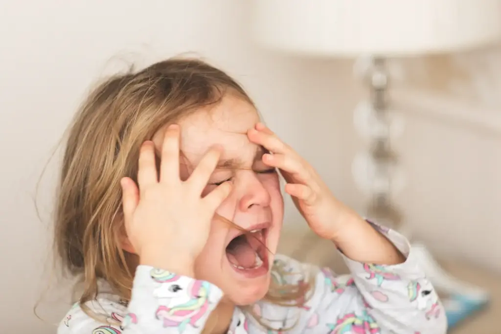 Sad child girl negative emotions crying feeling