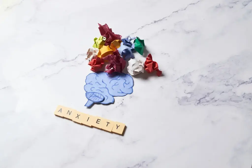 Paper craft representing anxiety and mental disorders. Concept of mental health